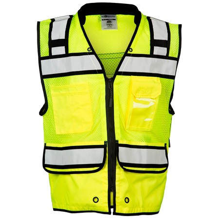 KISHIGO 5XL, Lime Class 2 High Performance Surveyors Zipper Vest S5004-5X